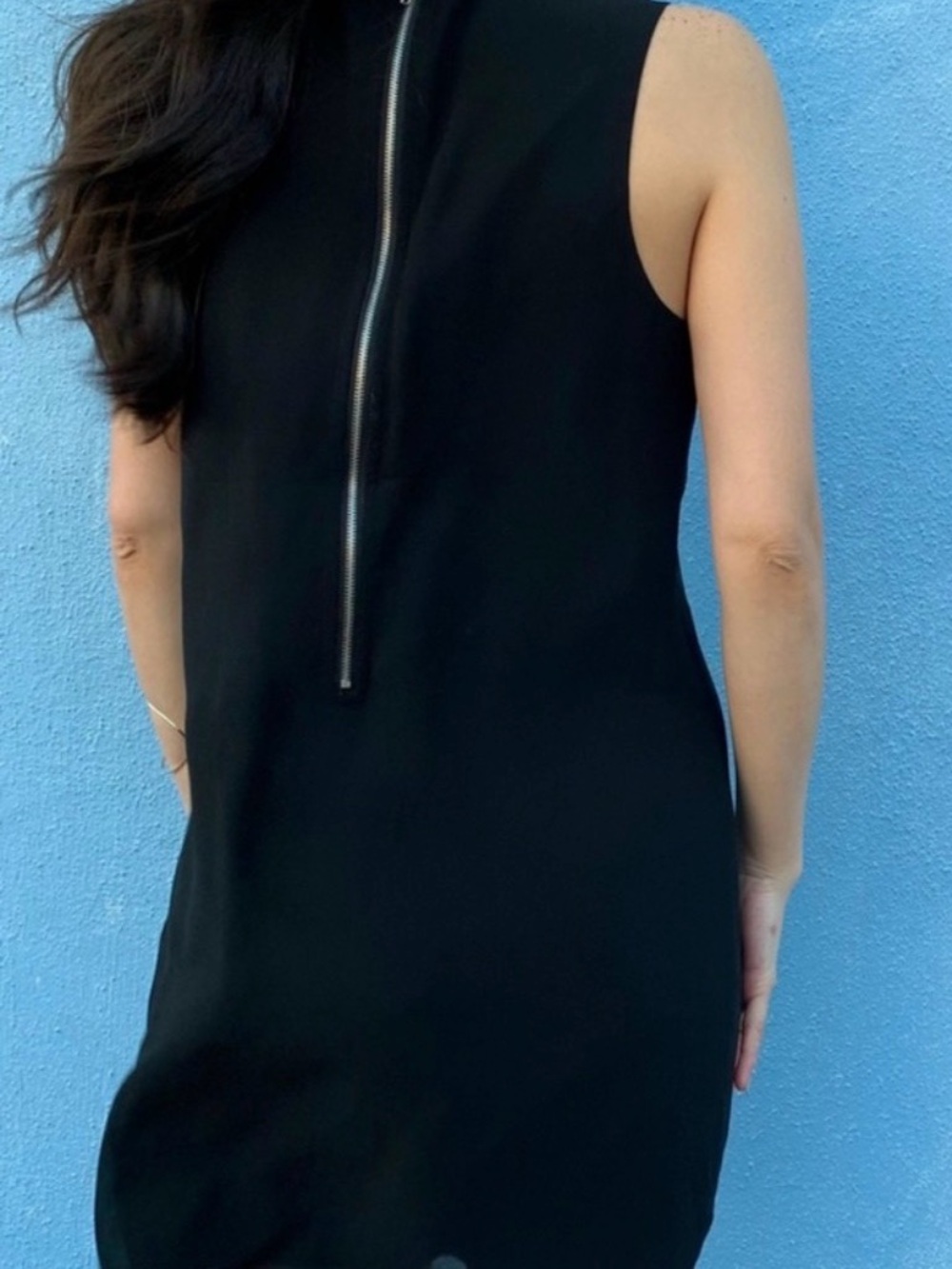 Naked Zebra chiffon charcoal  Sleeveless Mini Dress with Back Zipper